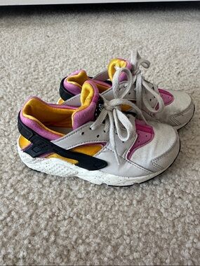 Kids Nike Athletic Sneakers in White, Pink & Yellow